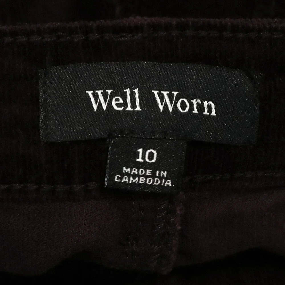Well Worn Corduroy Pants Womens 10 Burgundy Red Straight Leg Stretch Casual Soft